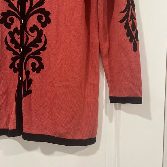 Bob Macke Wearable Art Women's Pink Cardigan with‎ Black Detail Size Small - Picture 2 of 10